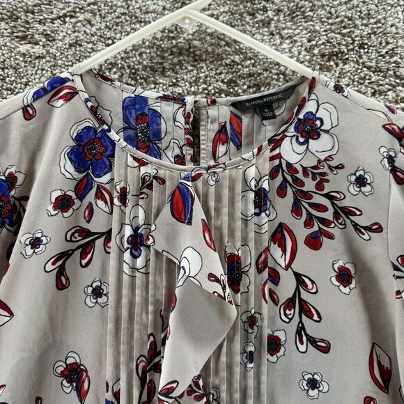 Banana Republic Blouse Womens Small Floral Ruffles Ladies Shirt Long Sleeve - Picture 2 of 14